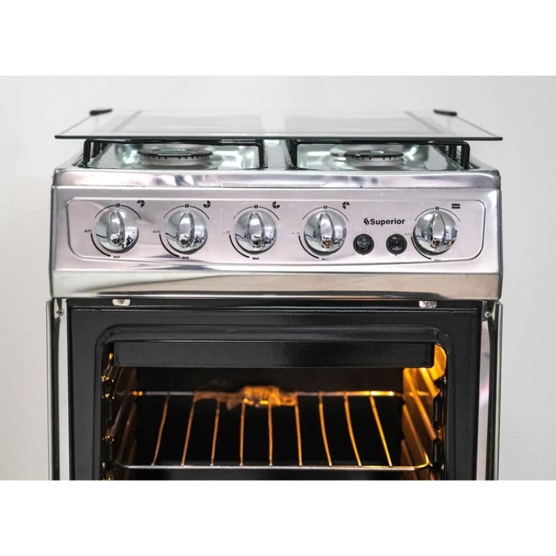 estufa de piso SUPERIOR 4 Puestos Gas Natural AXXIS PLUS plateado opiniones review
