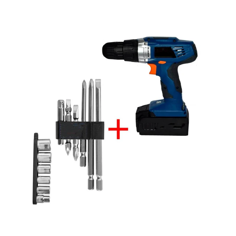 Taladro destorn inalamb 18 v + jg 12 pz puntas copas precio