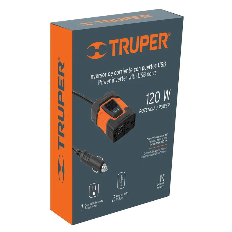 Inversor de corriente con puerto usb 120 w truper precio