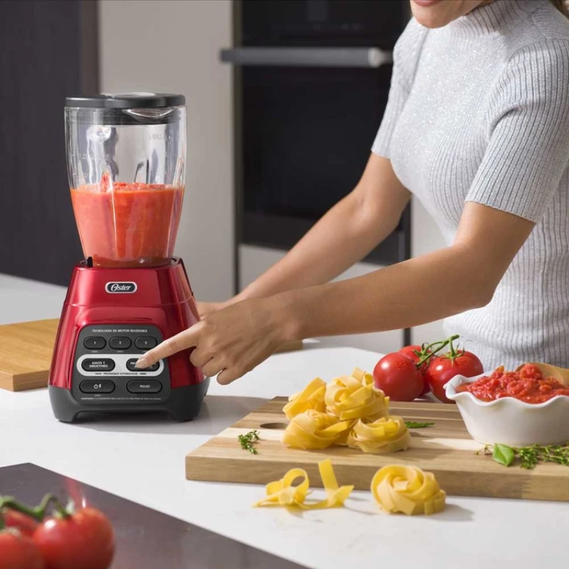 licuadora Reversible rojo Manzana Oster 3 Velocidades 2 programas pulso Vaso vidrio + Vaso BnG opiniones