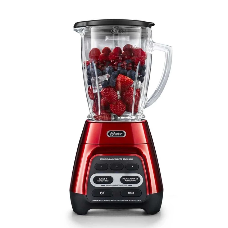 licuadora Reversible rojo Manzana Oster 3 Velocidades 2 programas pulso Vaso vidrio + Vaso BnG precio colombia